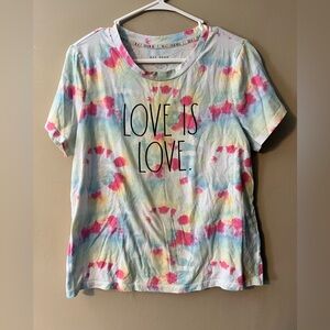 Rae Dunn sz Large “Love is Love” tie dye short sleeve t shirt.